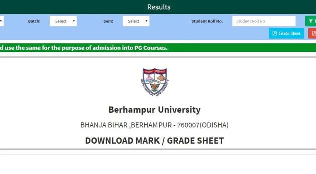 Berhampur University Result 