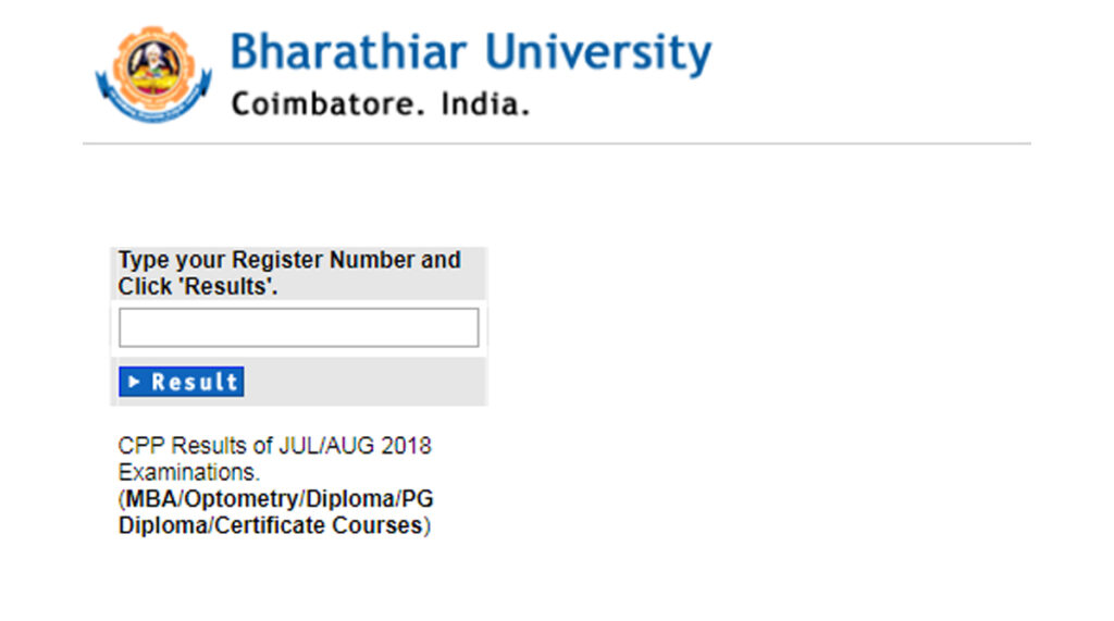 bharathiar university result

